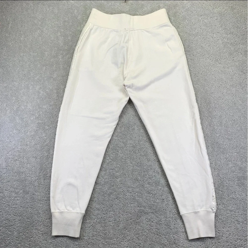 Polo Ralph Lauren Sweatpant White Beaded Side Stripe Jogger Sequin Women Size XL